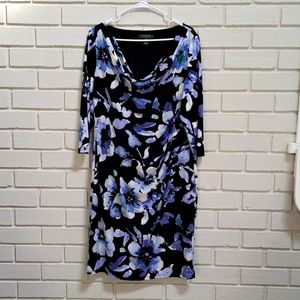 LAUREN Ralph Lauren Floral Lined Ruched Dress. Size 14 NWOT